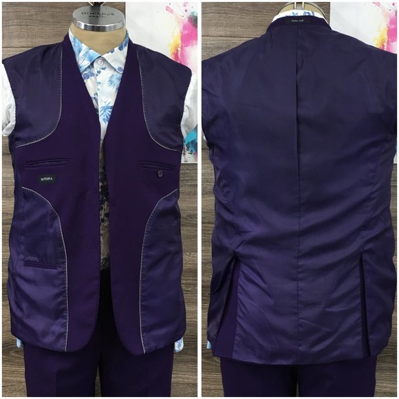 Suitopia Mens‎ Suit 2 Piece Set Size 38R Jacket Blazer Pants Two Button Tailored - Picture 7 of 16